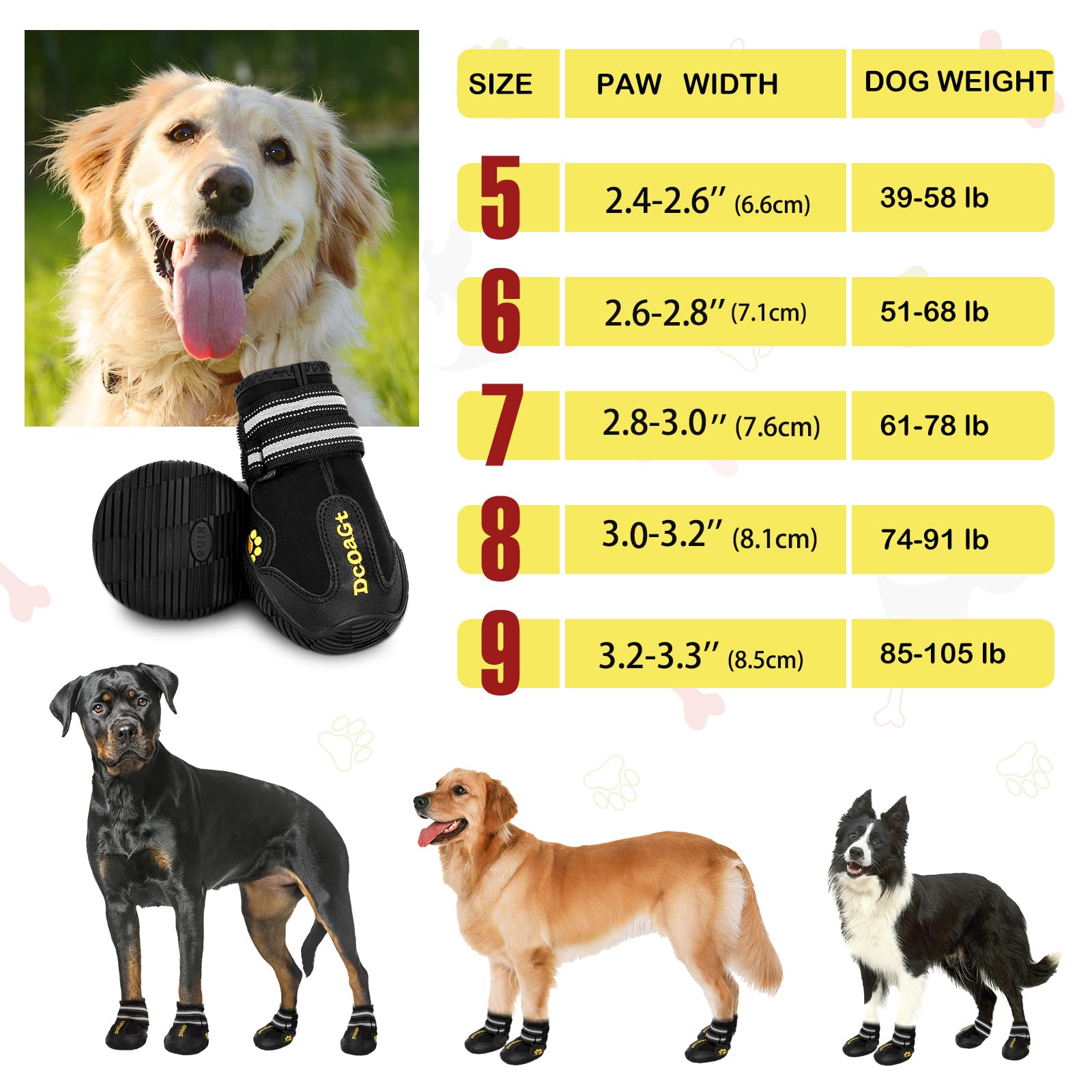 DcOaGt bottes chien XXL arrière: maintien sûr pendant la marche.