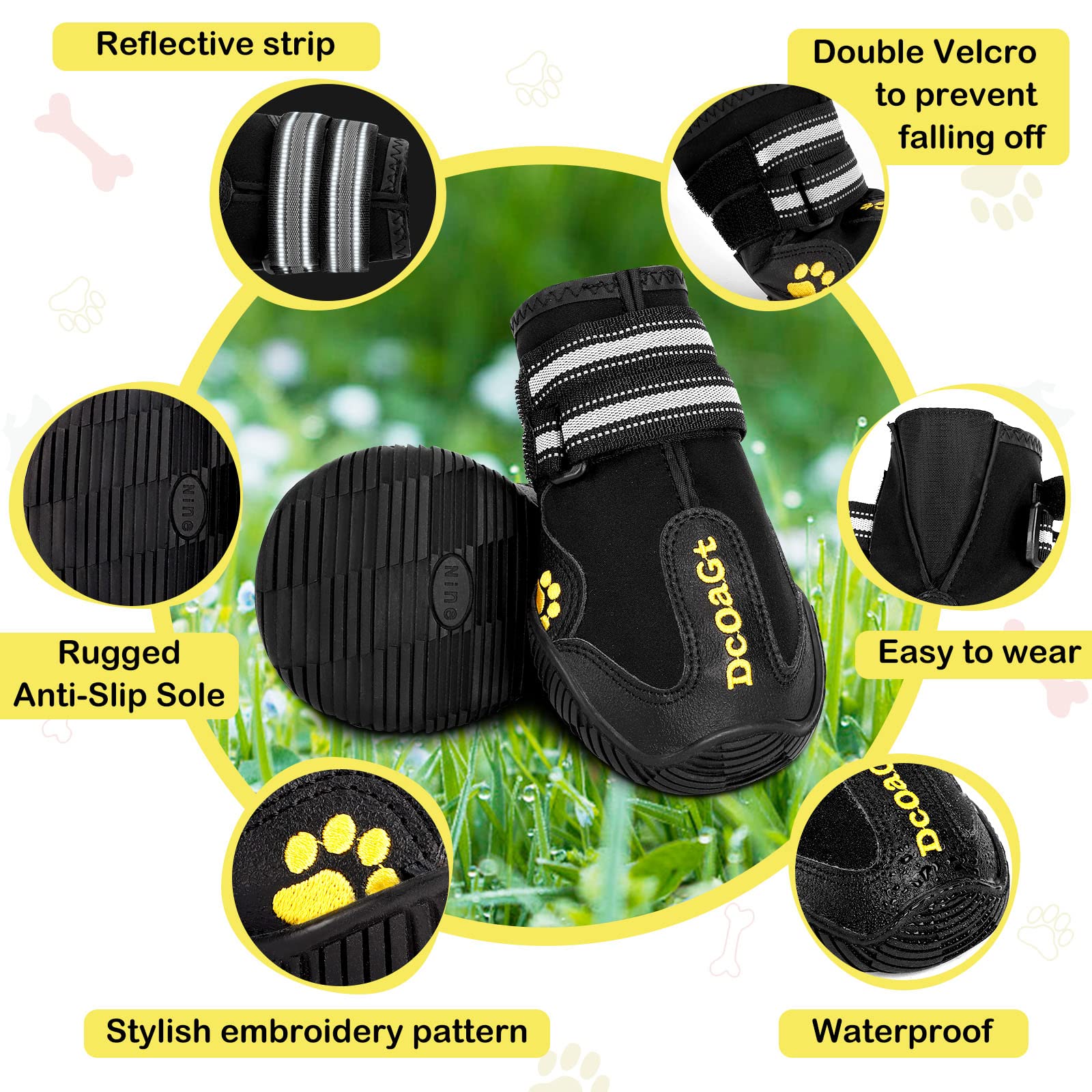 DcOaGt bottes chien XXL semelle antidérapante: stabilité sur toutes les surfaces.