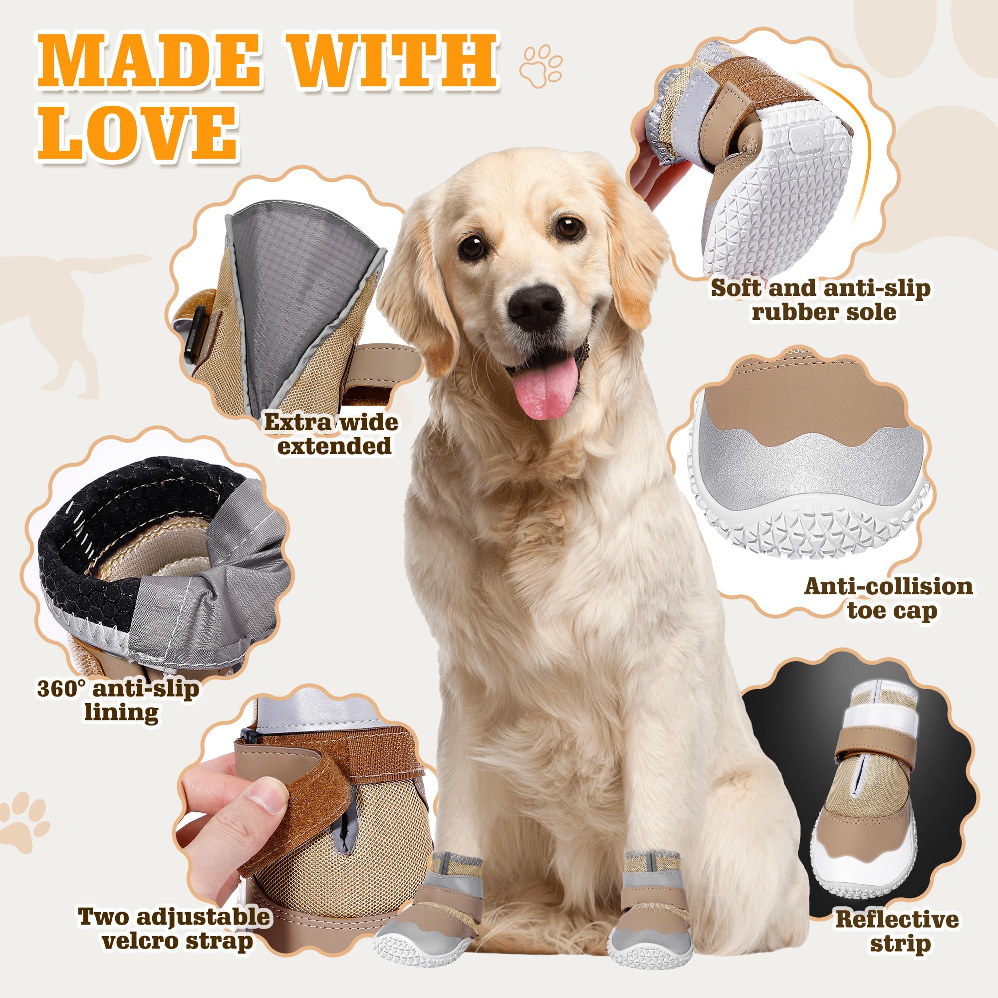 DcOaGt bottes chien, protection neige et glace.