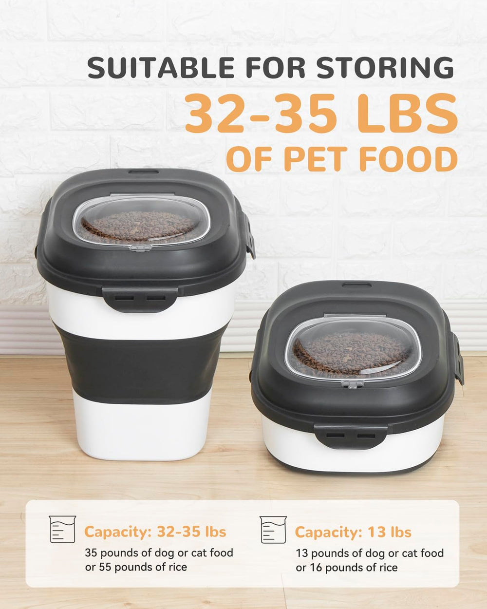 DDMOMMY conteneur nourriture animal – couvercle ouvert pour remplissage rapide.