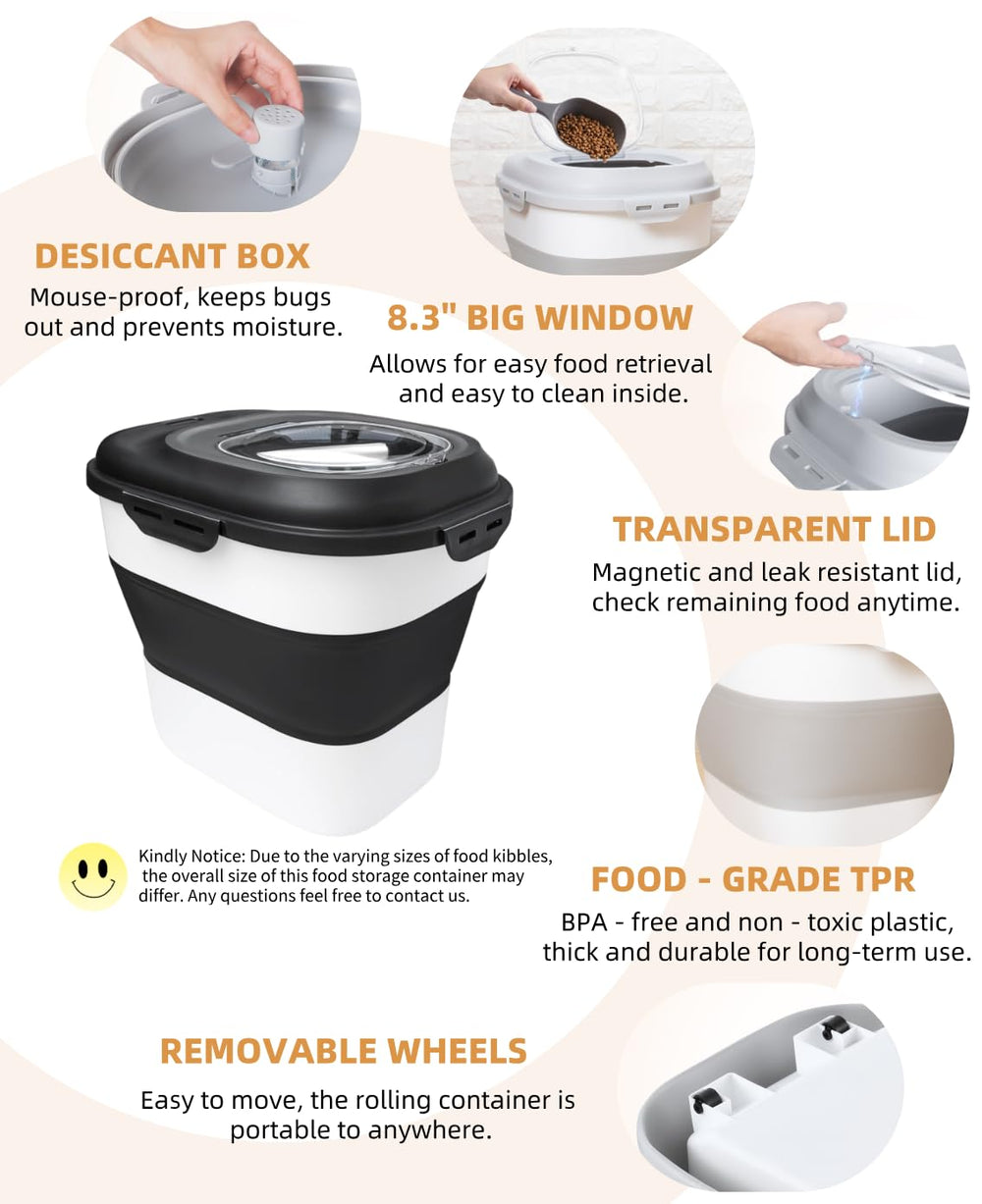 DDMOMMY conteneur nourriture animal – design pliable pour gagner de l'espace.