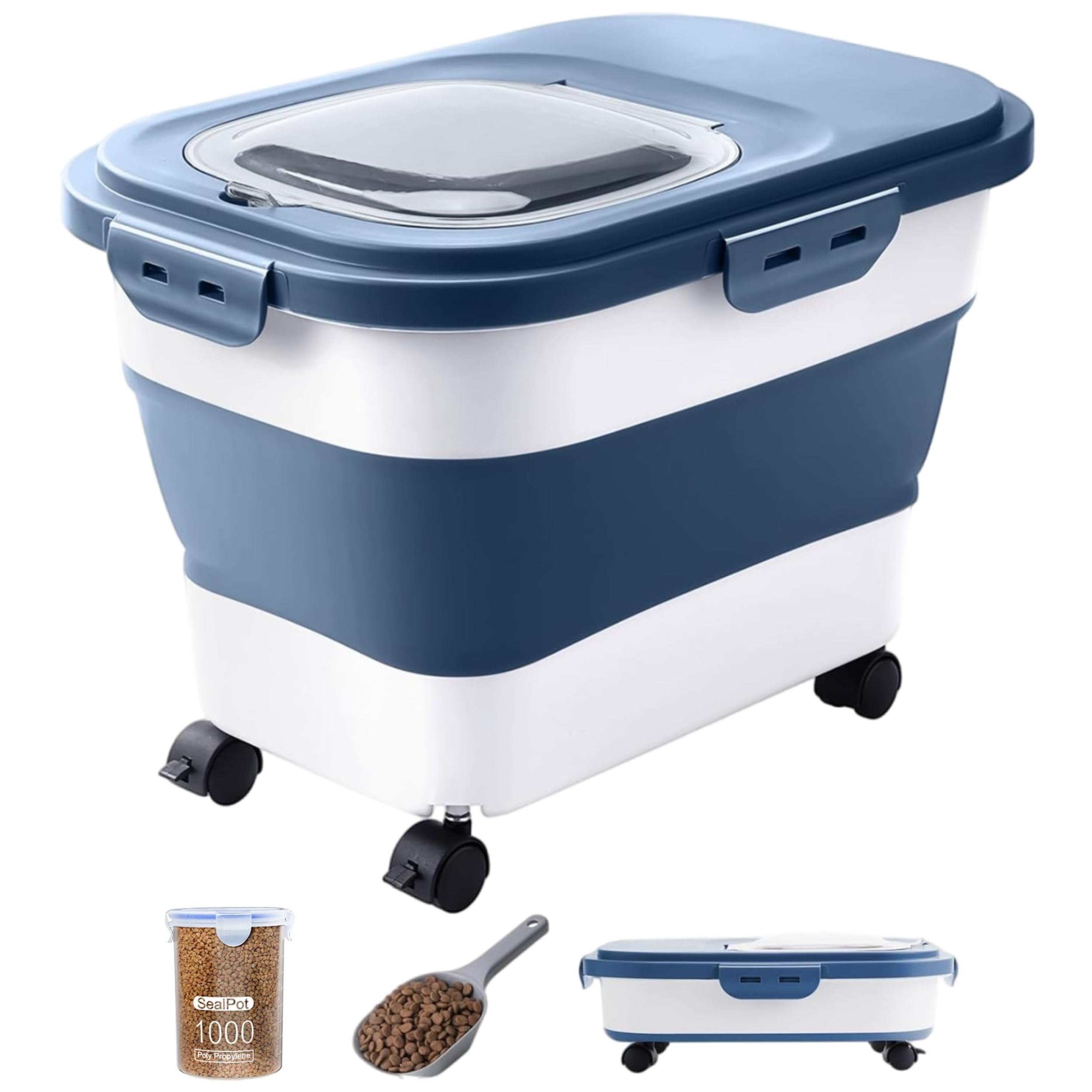 DDMOMMY Conteneur nourriture chien 23lb avec roulettes pour déplacement facile