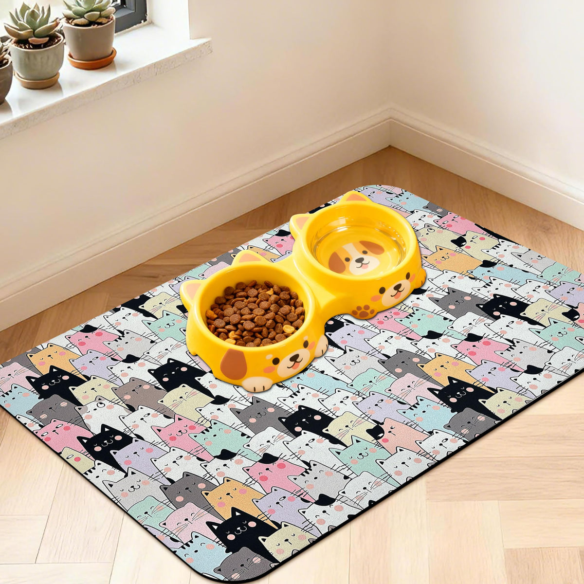 Tapis d'alimentation DDPODNQAK pour chiens et chats, étanche et facile à nettoyer.