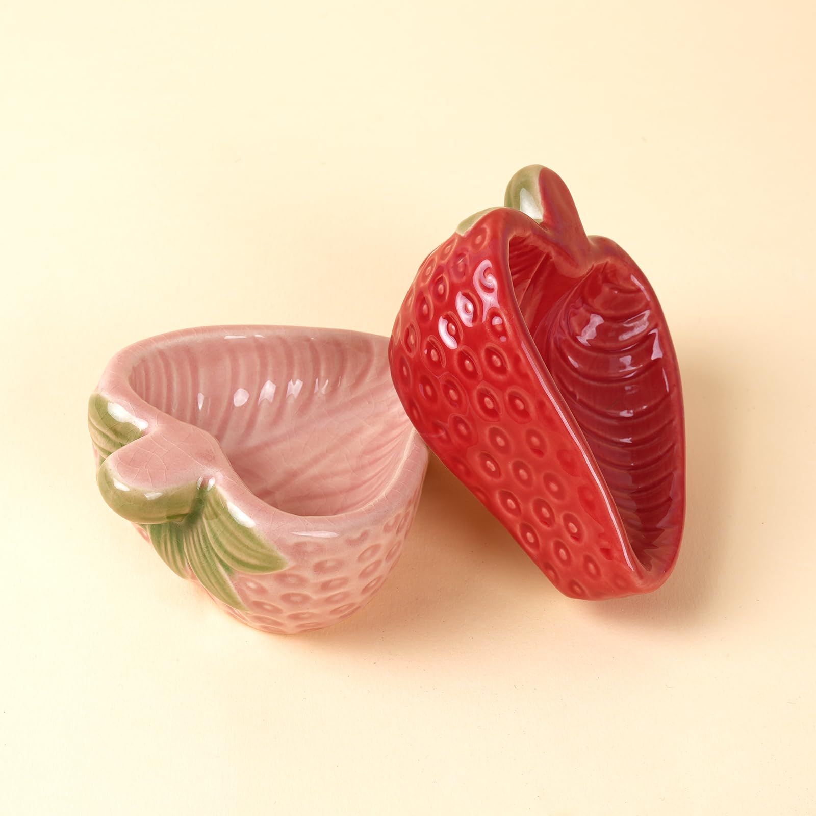Bol hamster Deapeey en céramique rose, forme fraise, durable et facile à nettoyer.