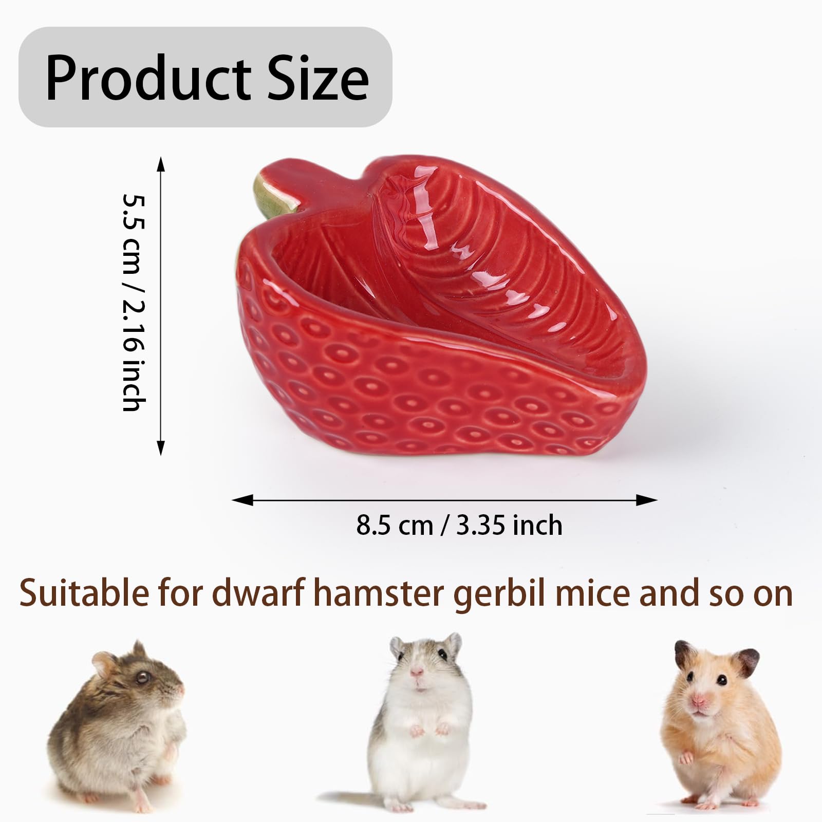 Bol hamster Deapeey en céramique rouge, style décoratif pour cage.