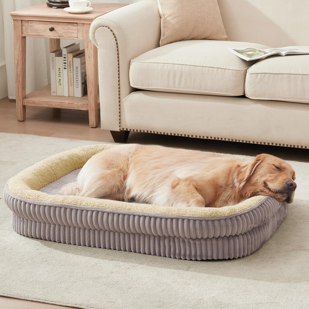 DEBANG HOME lit orthopédique chien avec nid d'abeille soutient les articulations et le dos.