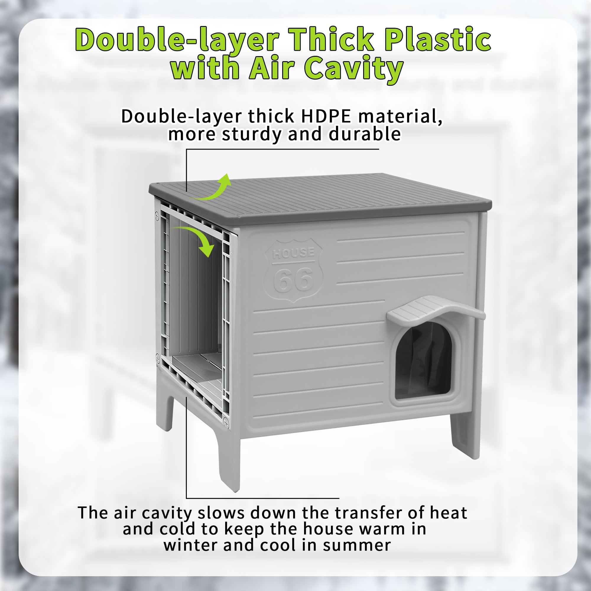 Deblue HDPE double-couche: matériau robuste, résistance accrue pour chats actifs.
