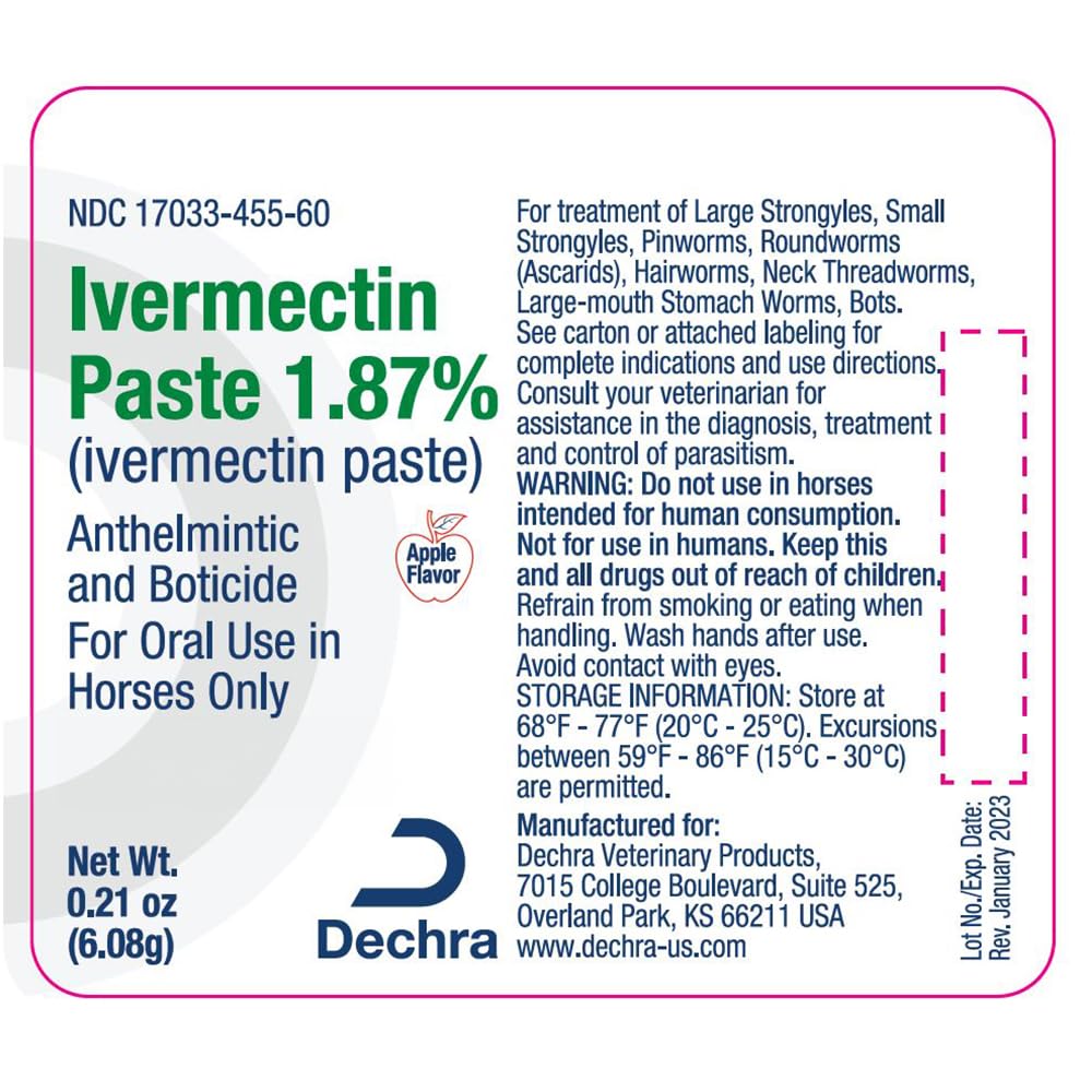 Protection à spectre large Dechra Ivermectine Pâte contre de multiples parasites.