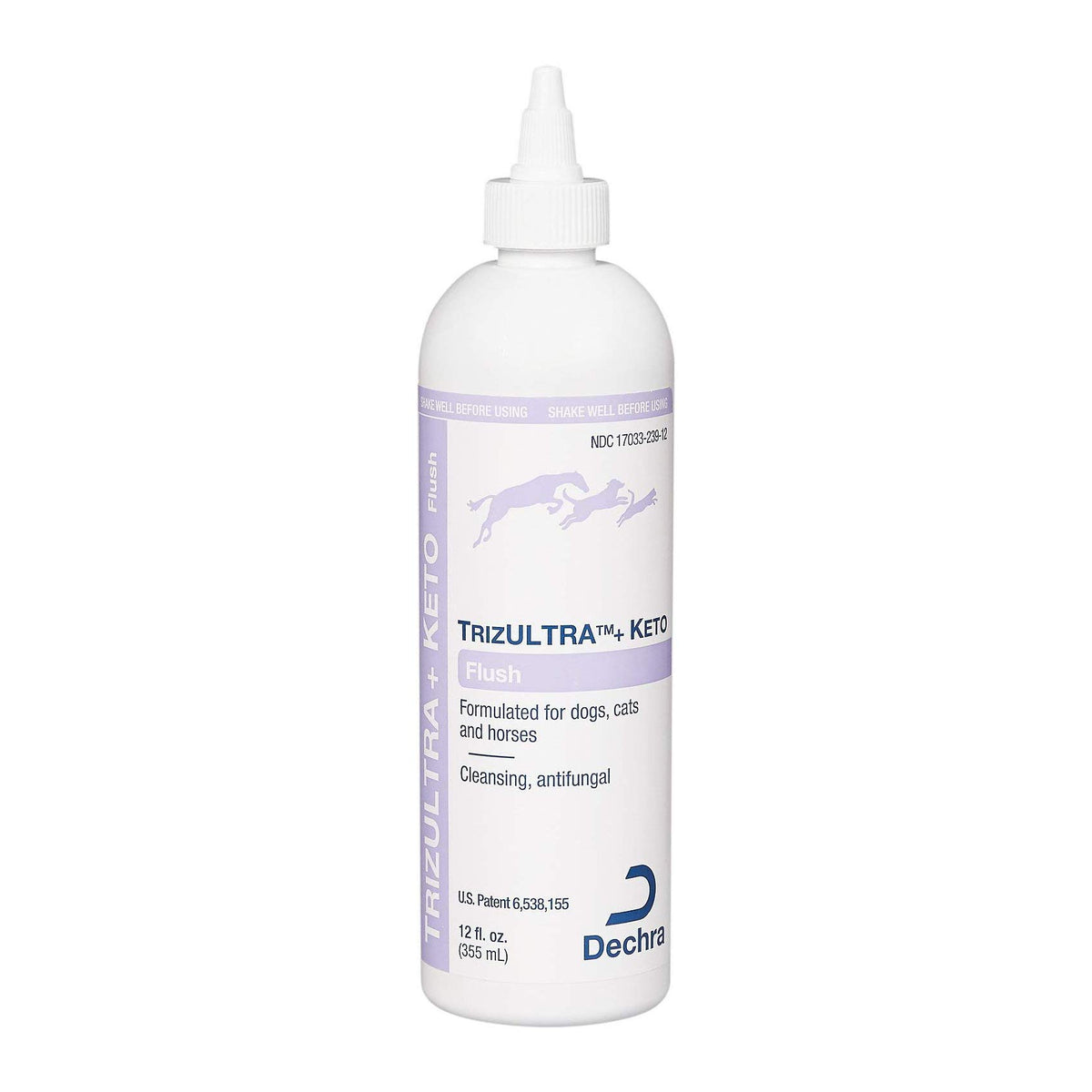 Flacon Dechra TrizULTRA + Keto Flush de 12 oz, nettoyage des oreilles sensibles.