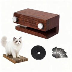 Découpe-carton-chat : bois de noyer noir, matériau durable et écologique.