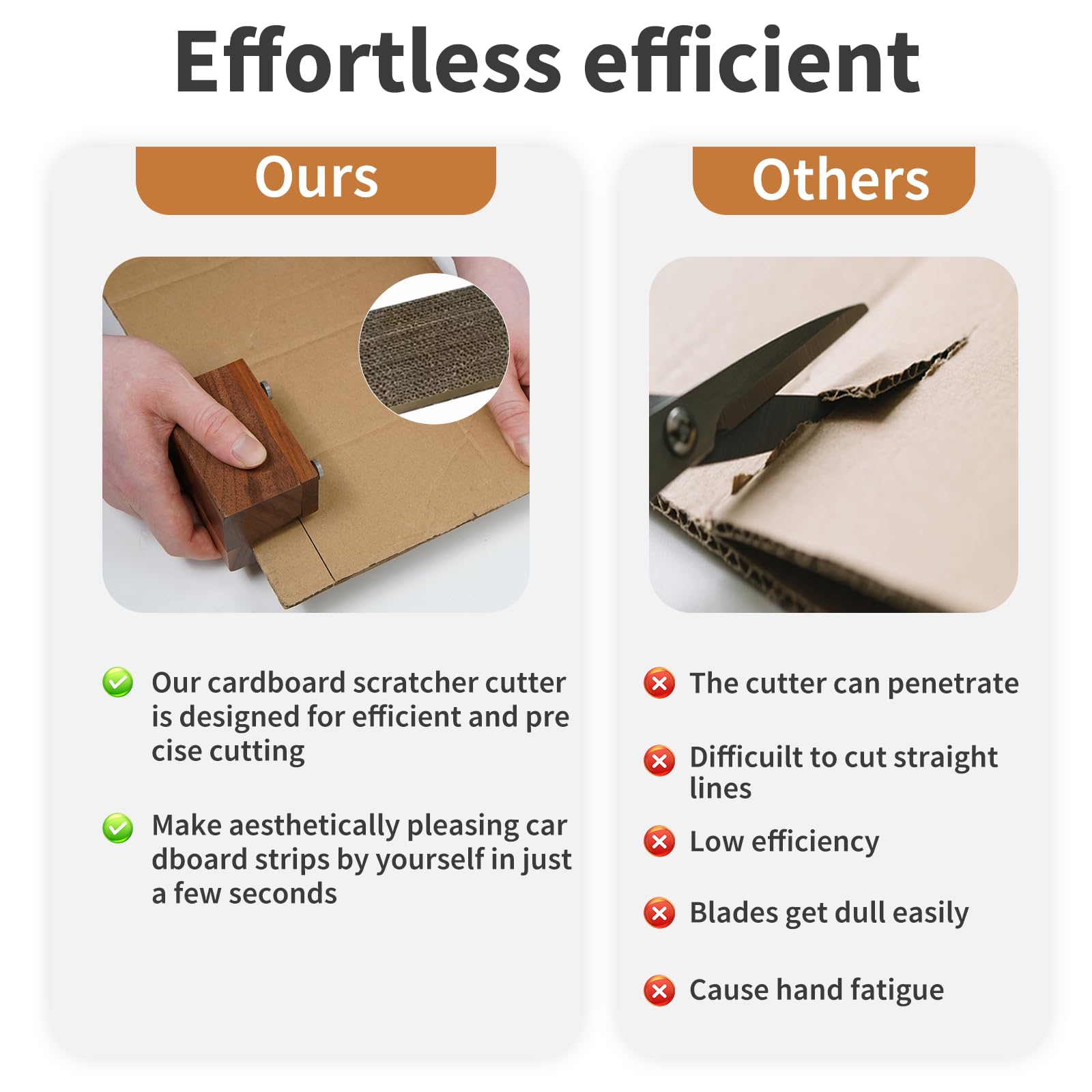 Découpe-carton-chat : prise ergonomique droite pour un confort prolongé.