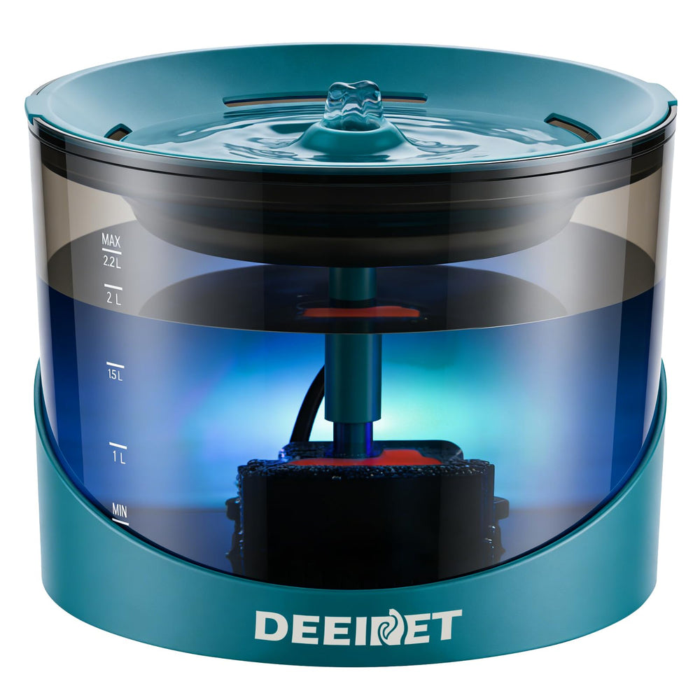 DEEIPET fontaine eau chat filtration coco pour eau plus propre et sans débris.