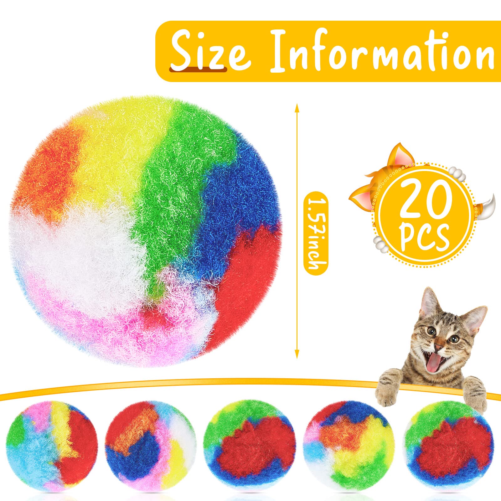 Balles pom-pom Deekin arcenciel 1,6 pouces: couleurs attrayantes et énergie
