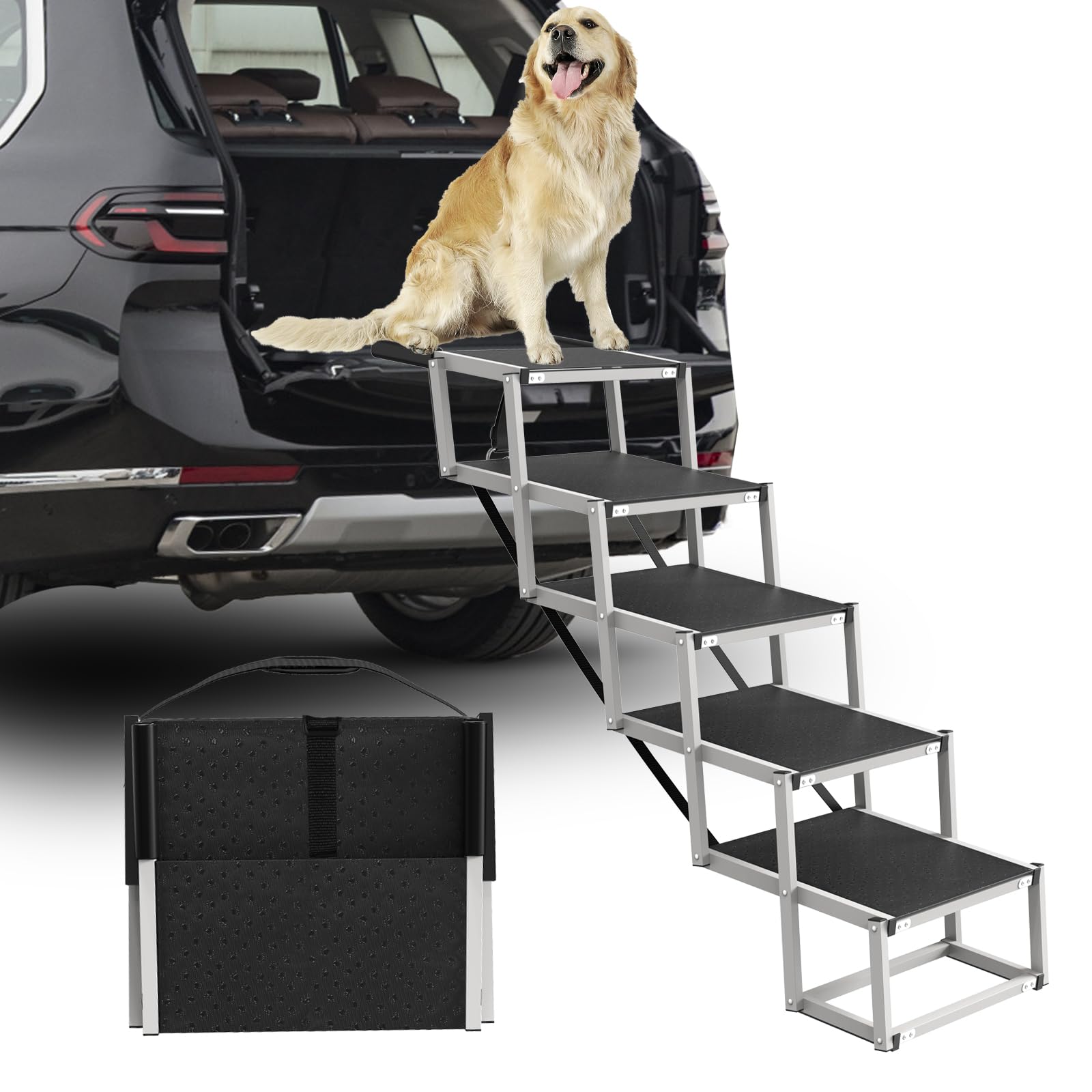 DeerGym escalier-chien-grande-5-etages, accès sécurisé à la voiture pour chiens imposants.