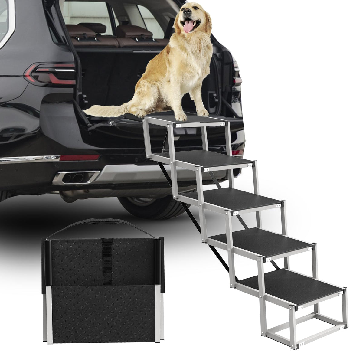 DeerGym escalier-chien-grande-5-etages, accès sécurisé à la voiture pour chiens imposants.