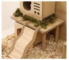 DEFKIYT Hamster Espace Jeu Bois Naturel: surface spacieuse pour se déplacer librement.