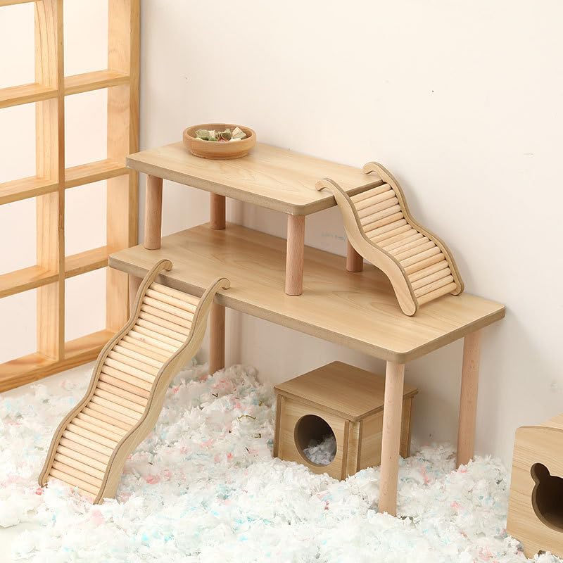 DEFKIYT Hamster Plateforme Ensemble Jeu Bois: surface robuste qui encourage mouvement et exploration.