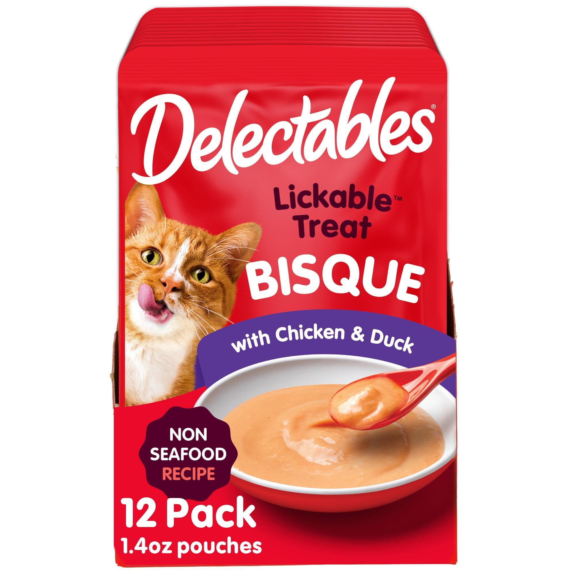 Delectables Bisque cremeuse pour chat adulte, texture onctueuse et l&eacute;chage agréable