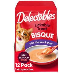 Delectables Bisque cremeuse pour chat adulte, texture onctueuse et l&eacute;chage agréable