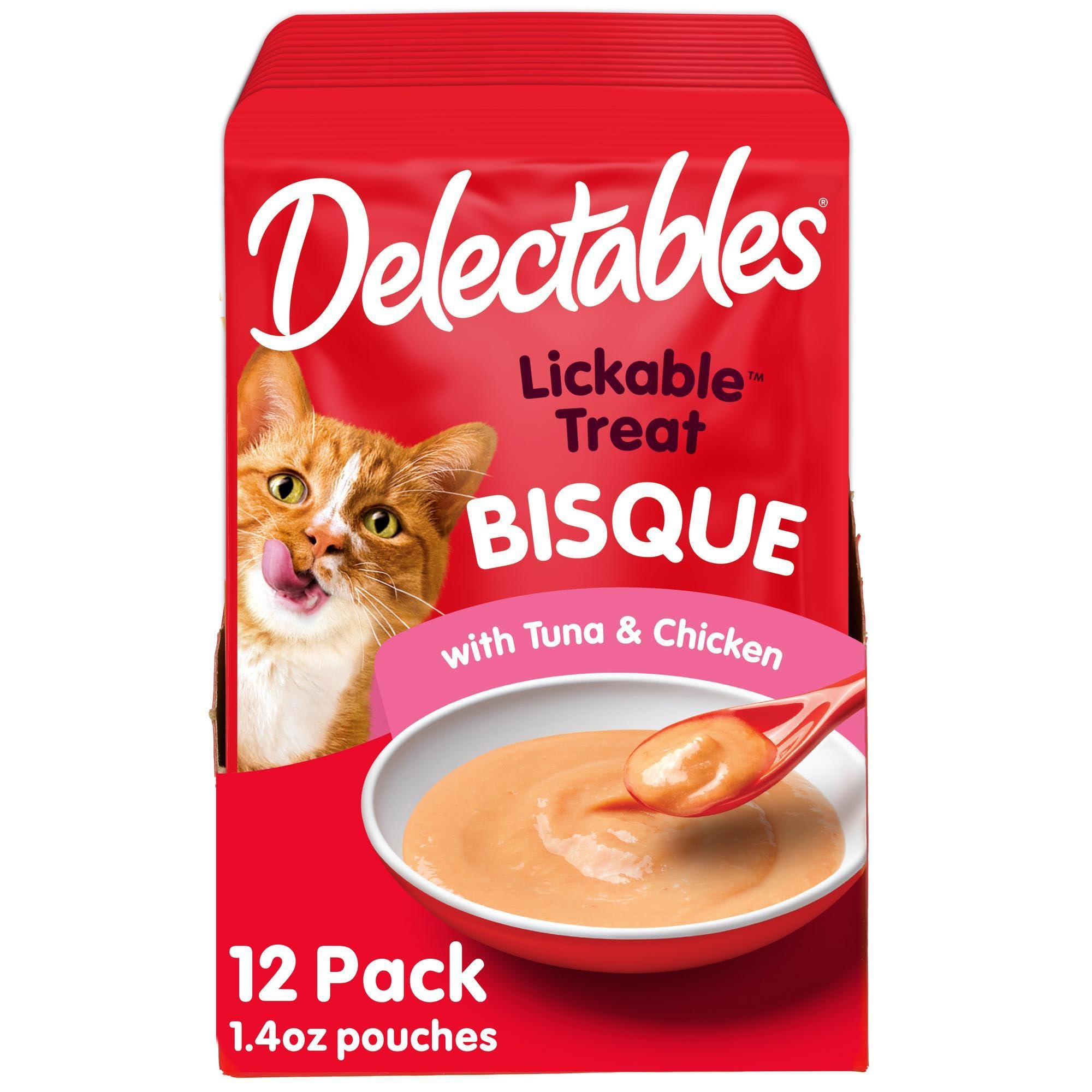Delectables Bisque Lickable thon crèmeux pour chats.