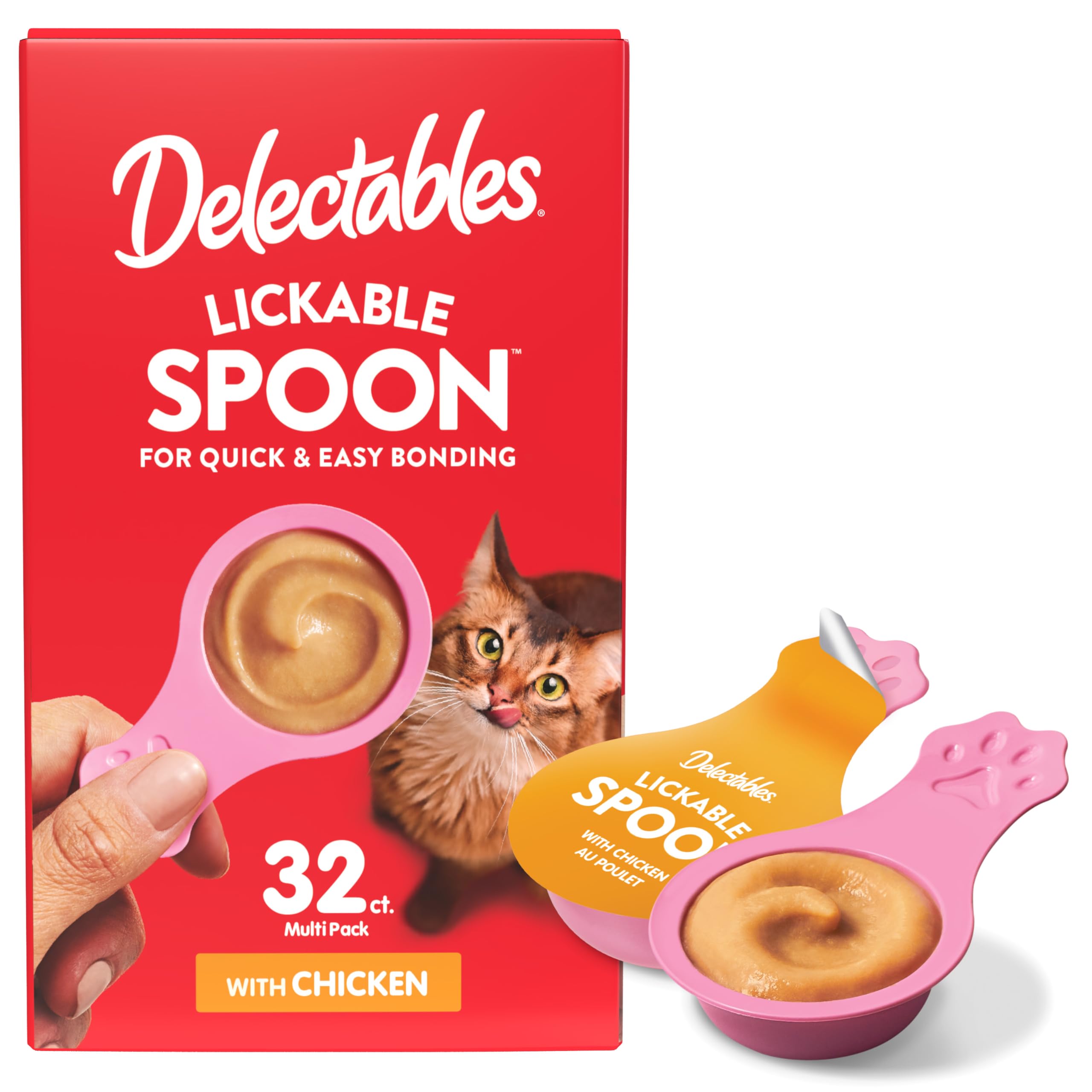 Delectables cuillère à lécher en main, facilite le lien avec votre chat.