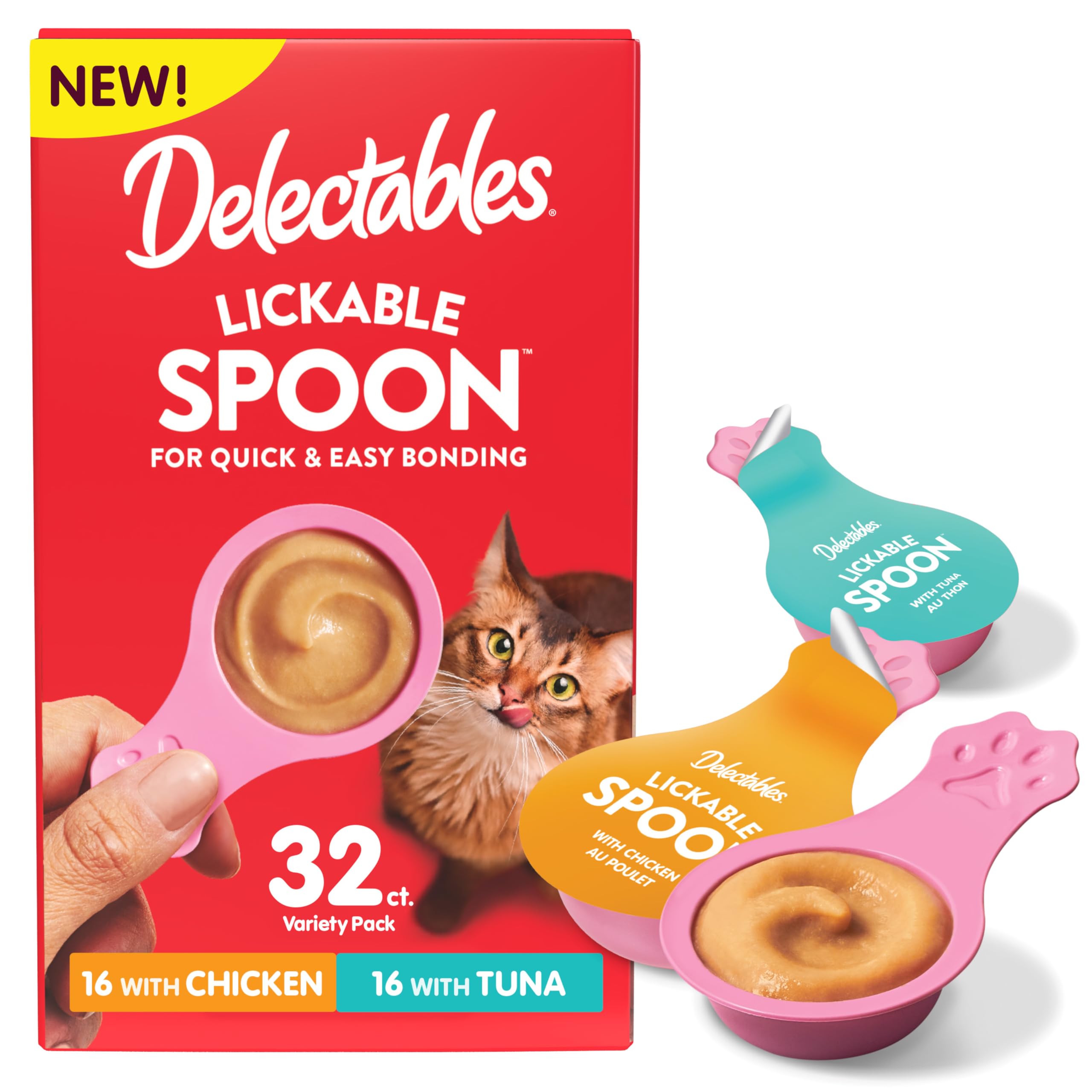 Cuillère lickable Delectables au poulet, purée crémeuse prête à partager