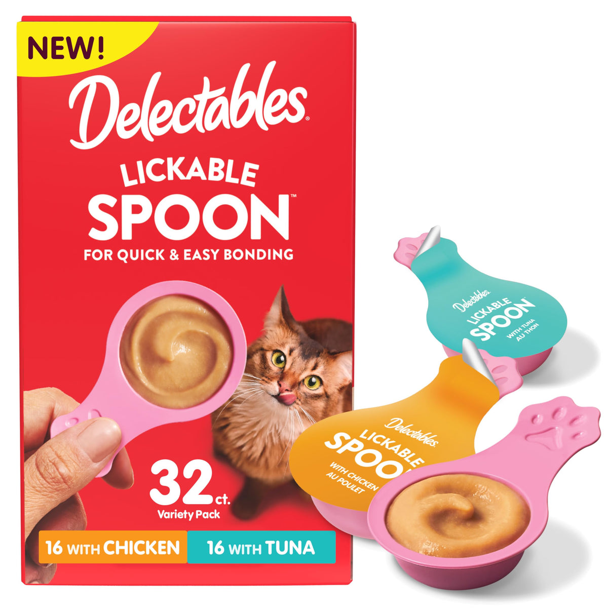 Cuillère lickable Delectables au poulet, purée crémeuse prête à partager