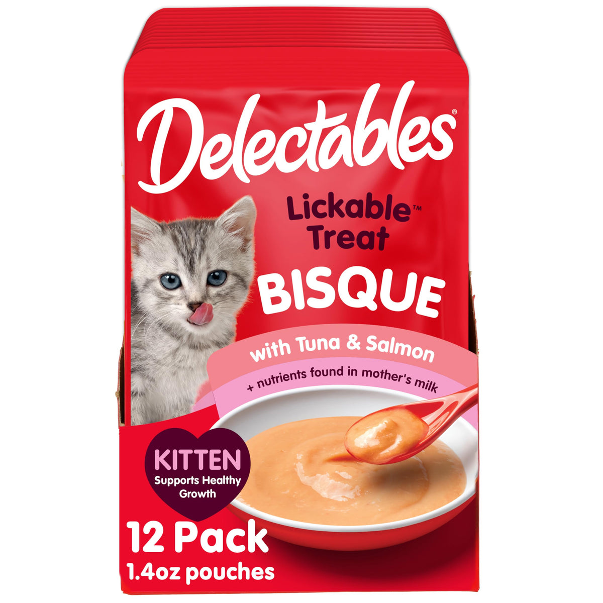 Texture crèmeuse au poulet et légumes, Delectables Lickable Bisque pour chaton.