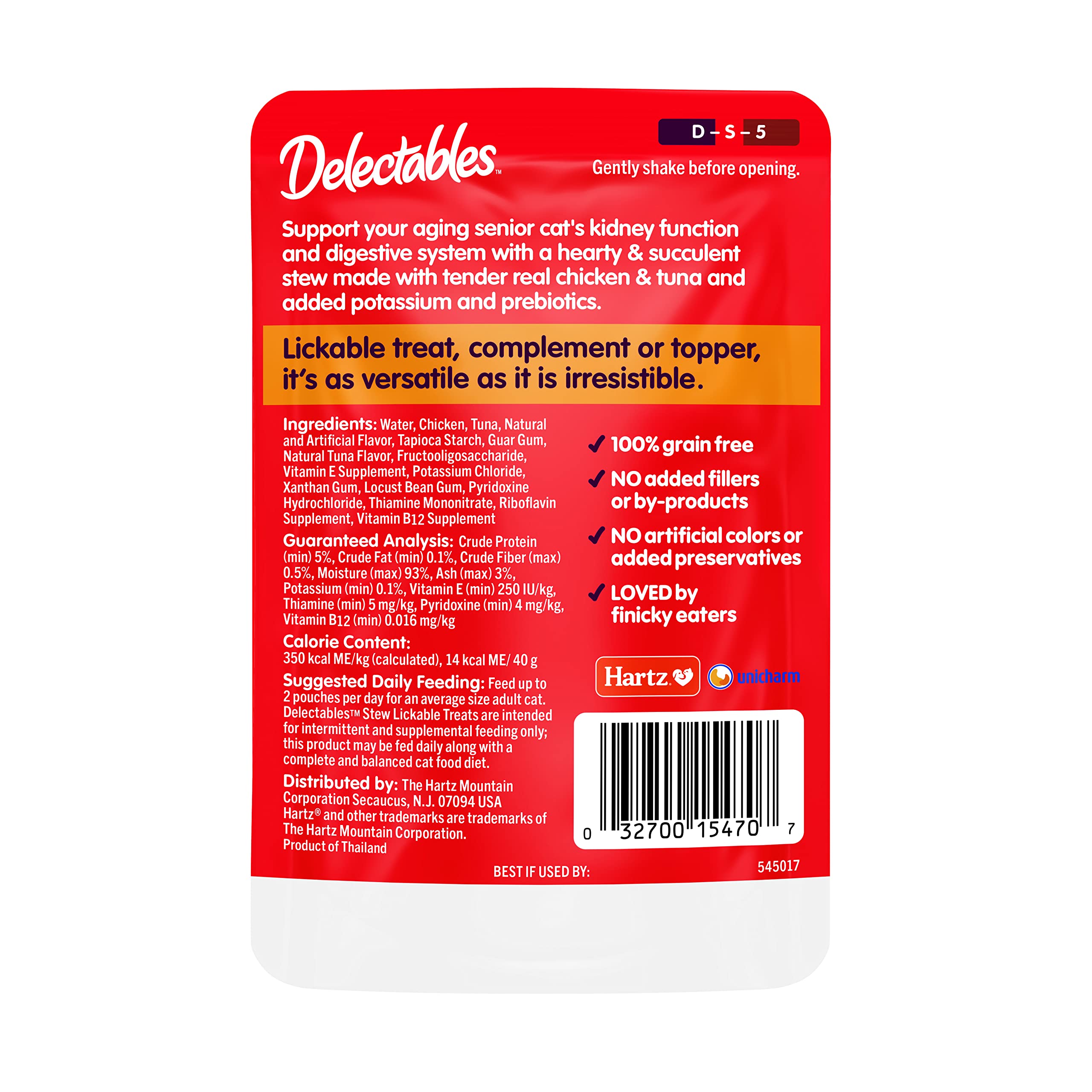 Delectables Stew Senior : format pratique 1,4 oz par sachet.