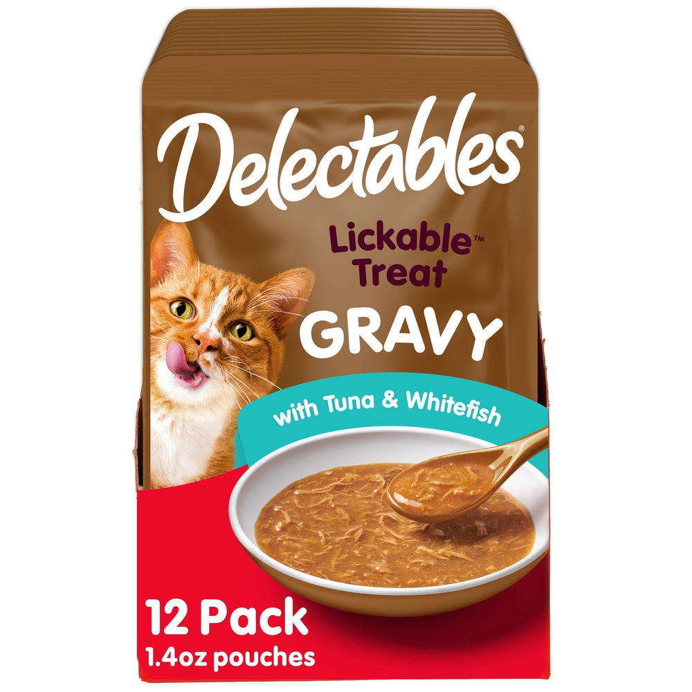 Delectables poche bouchée thon et poisson blanc, complément alimentaire hydratant pour chat.