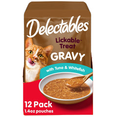 Delectables poche bouchée thon et poisson blanc, complément alimentaire hydratant pour chat.