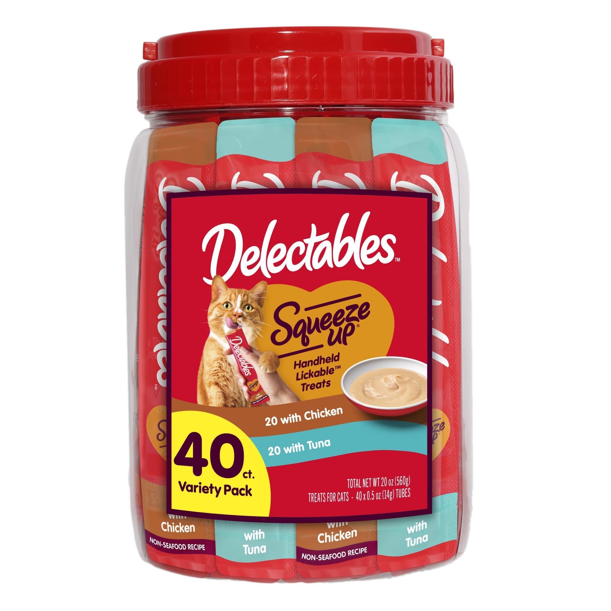 Delectables Squeeze Up, assortiment de tubes léchables pour chats