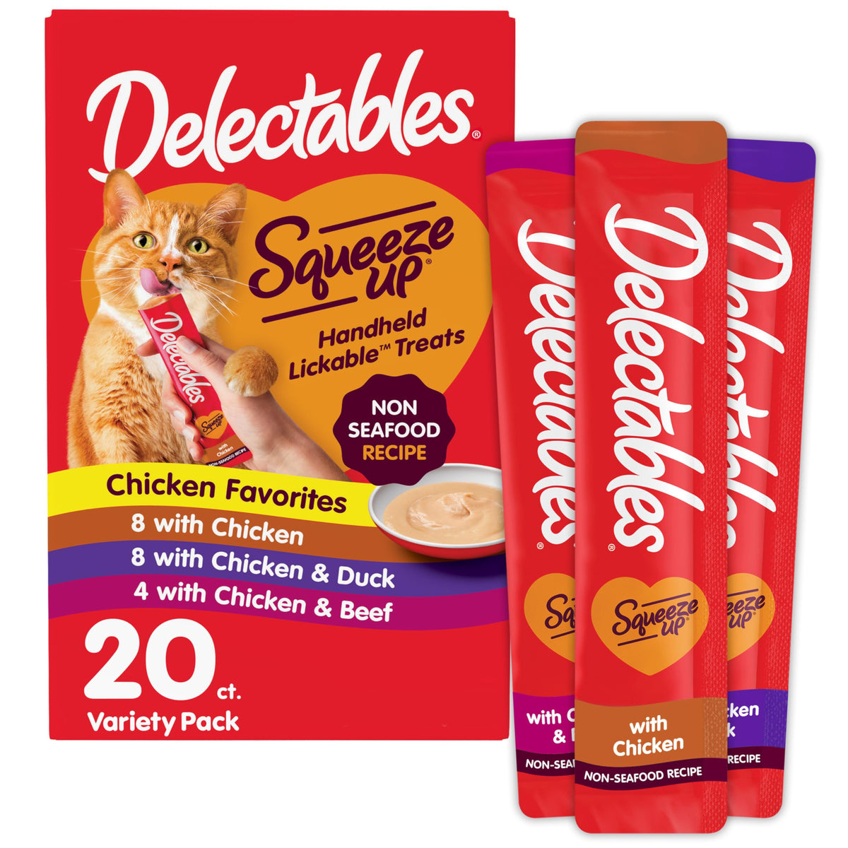 Pack Delectables Squeeze Up, 20 tubes, friandises pour chat.