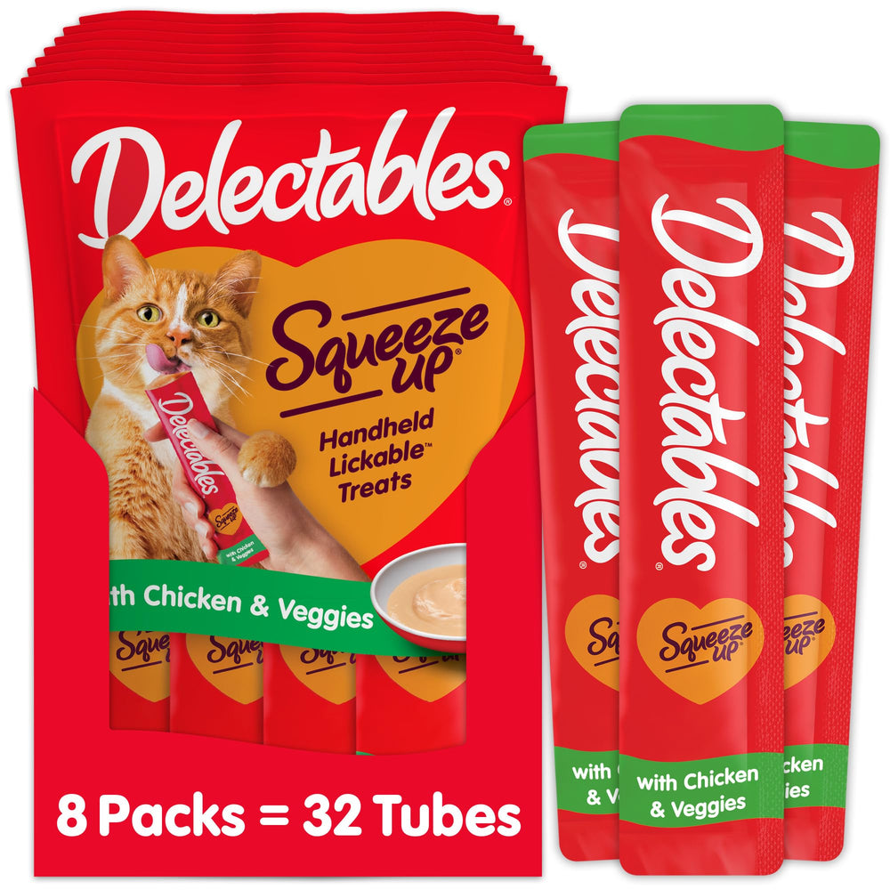 Delectables Squeeze Up: pack de 32 tubes prêt à récompenser votre chat.