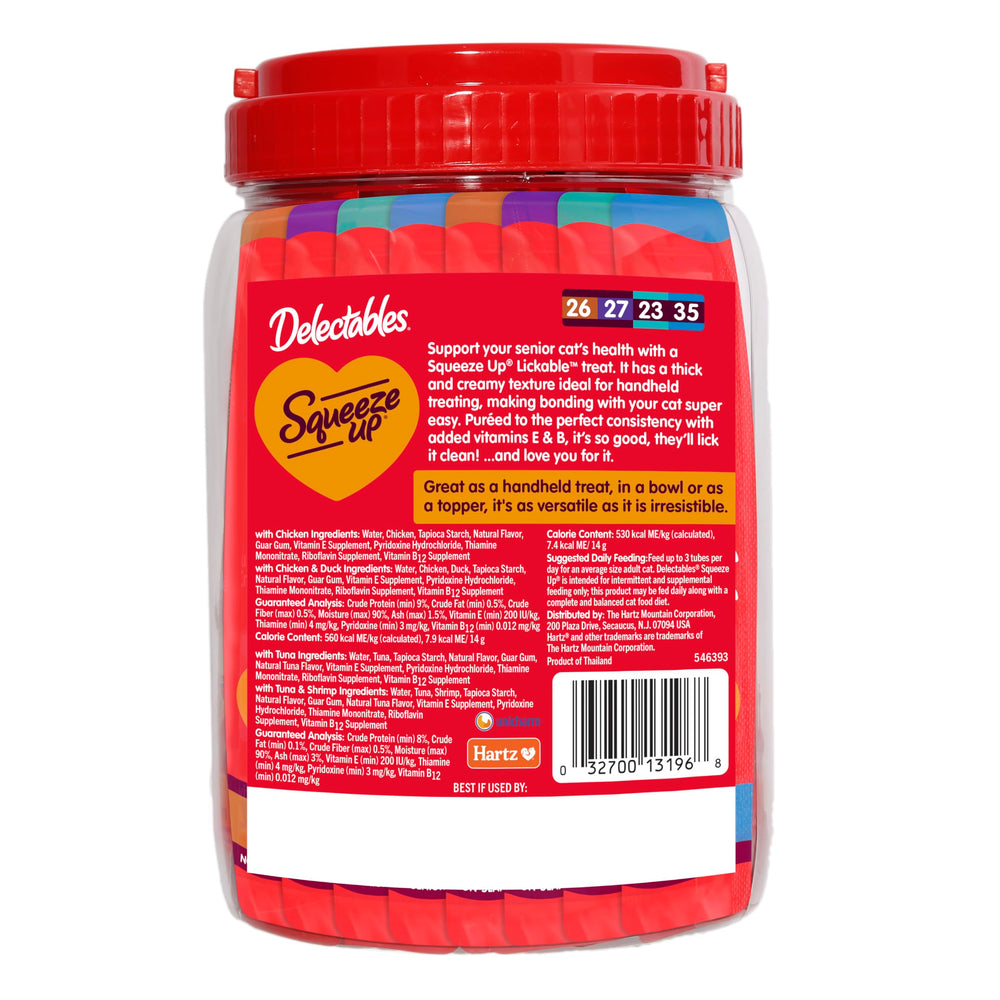 Delectables Squeeze Up Senior – arôme appétissant attirant les chats exigeants.