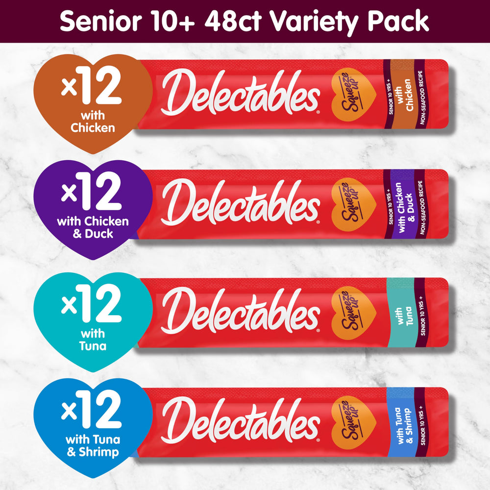 Delectables Squeeze Up Senior – portions compactes, faciles à partager.