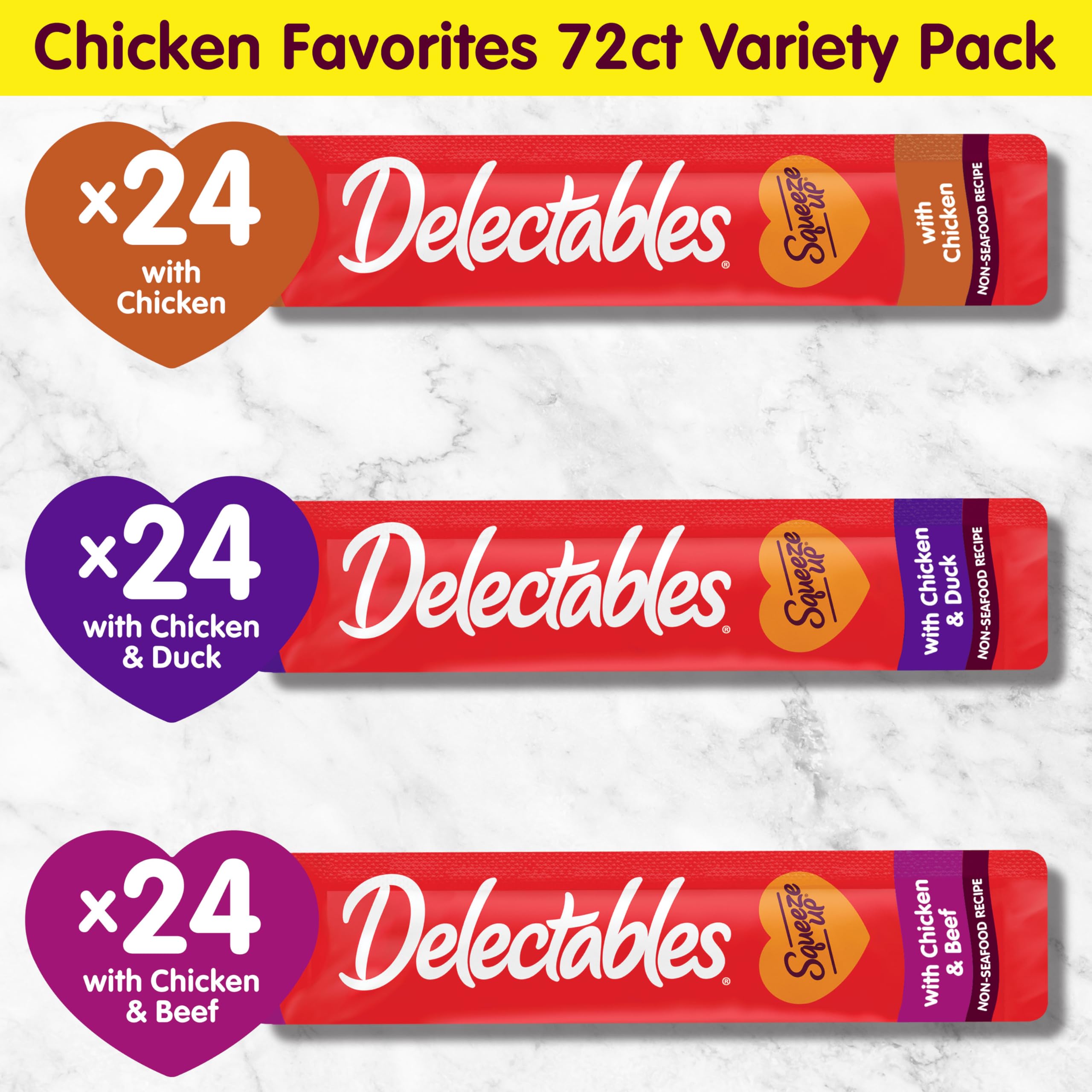 Delectables Squeeze Up, texture crème, hydratation accrue lors des friandises.