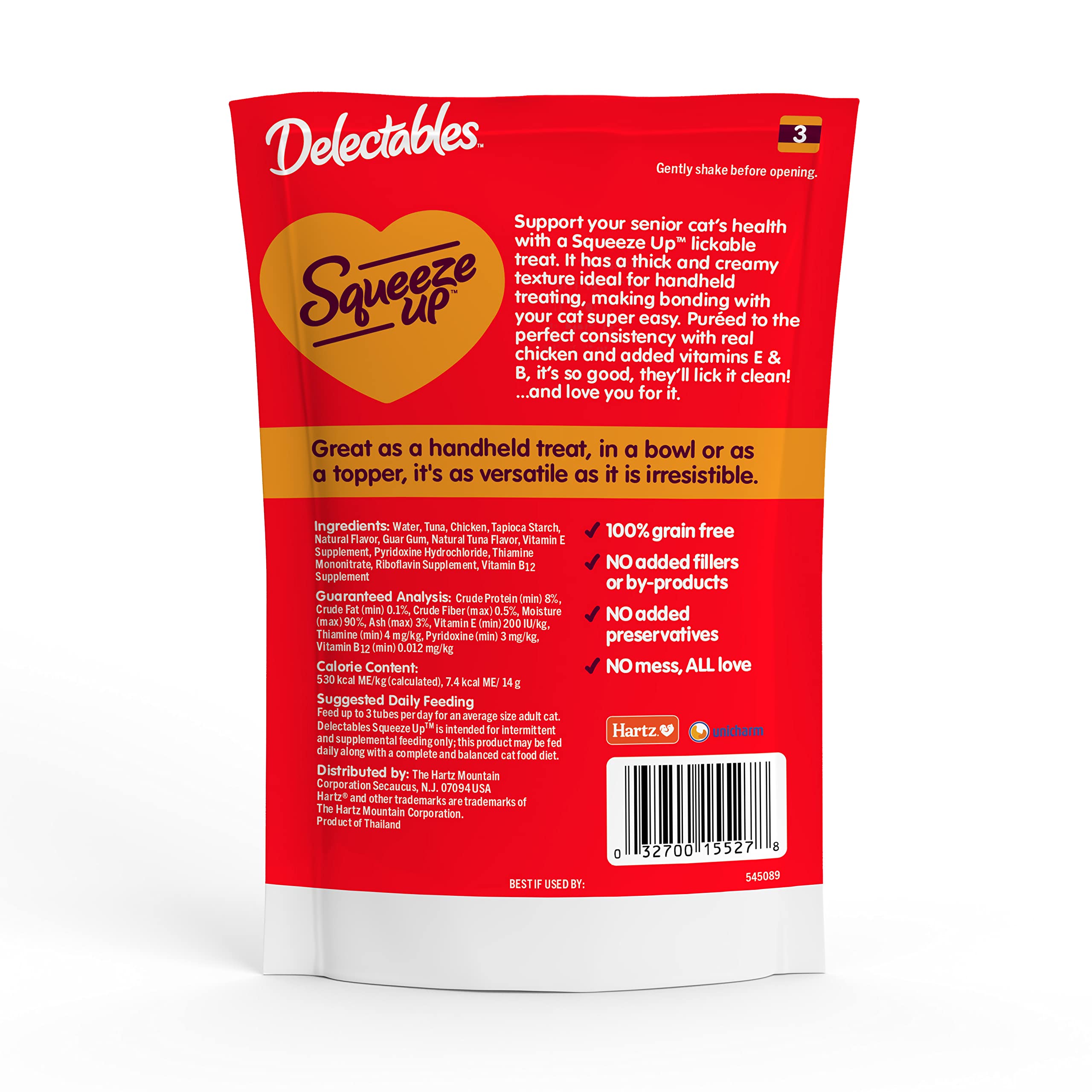Delectables Squeeze Up texture cremeuse, parfait comme topping sur une alimentation humide.