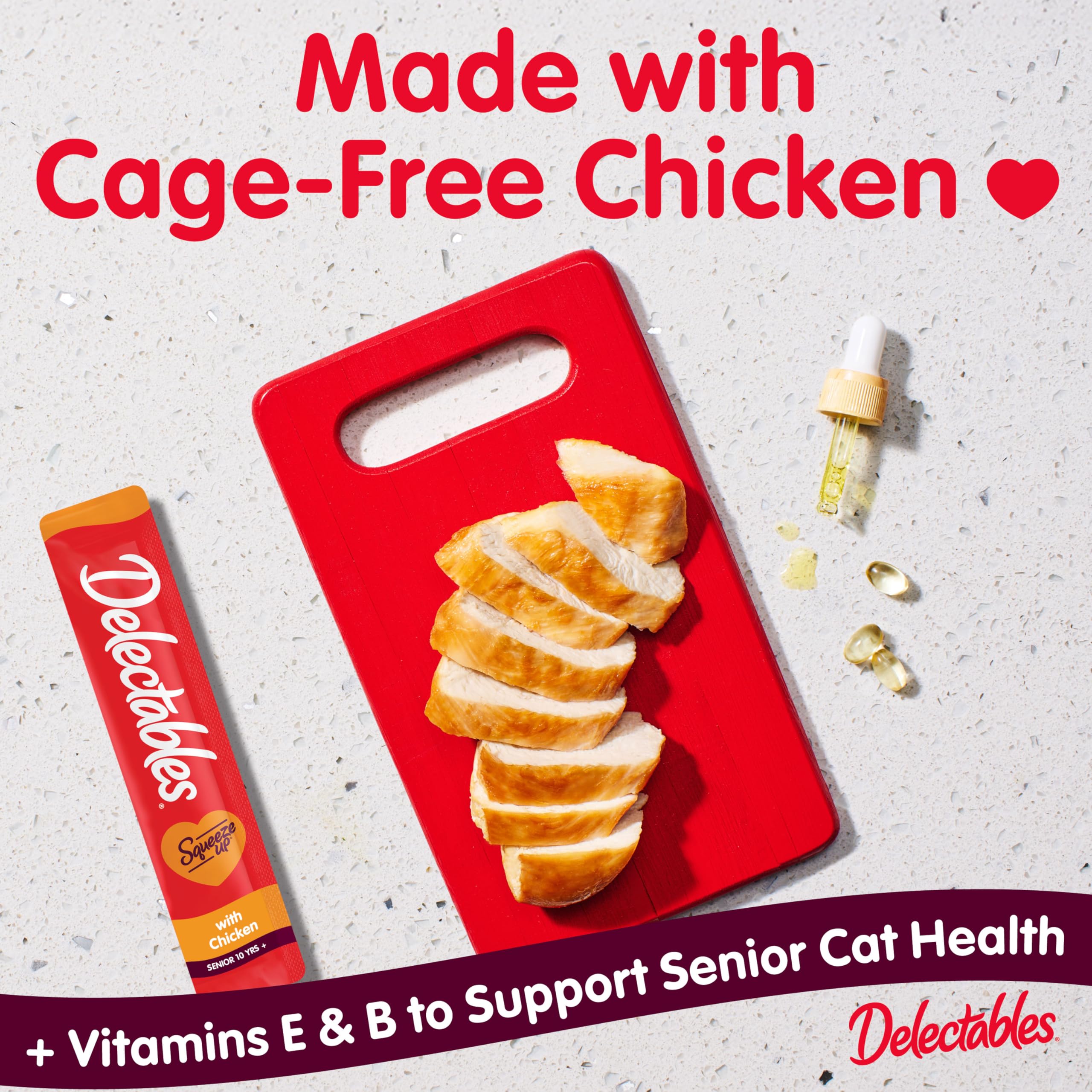 Delectables Squeeze Up tubes a-lecher poulet, pratique pour renforcer le lien avec votre chat.