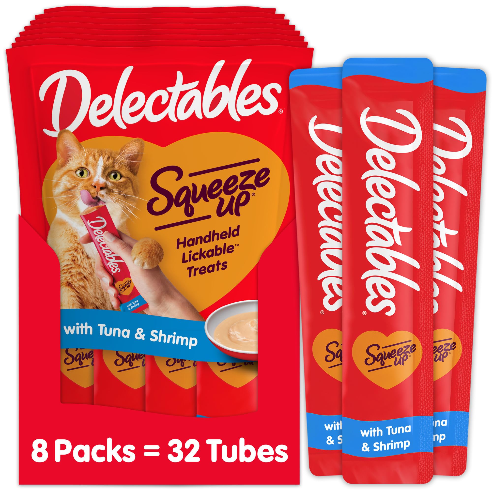 Delectables Squeeze Up: lot de 32 tubes pratiques pour un temps de régal interactif avec votre chat.