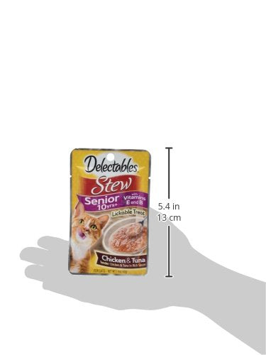 Delectables Stew Senior Chat – sauce riche qui stimule l'appétit des chats âgés.