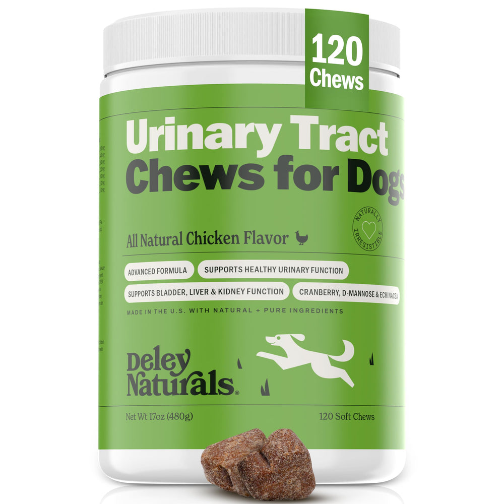 Bouchées Deley Naturals pour infections urinaires chien avec canneberge et D-Mannose.
