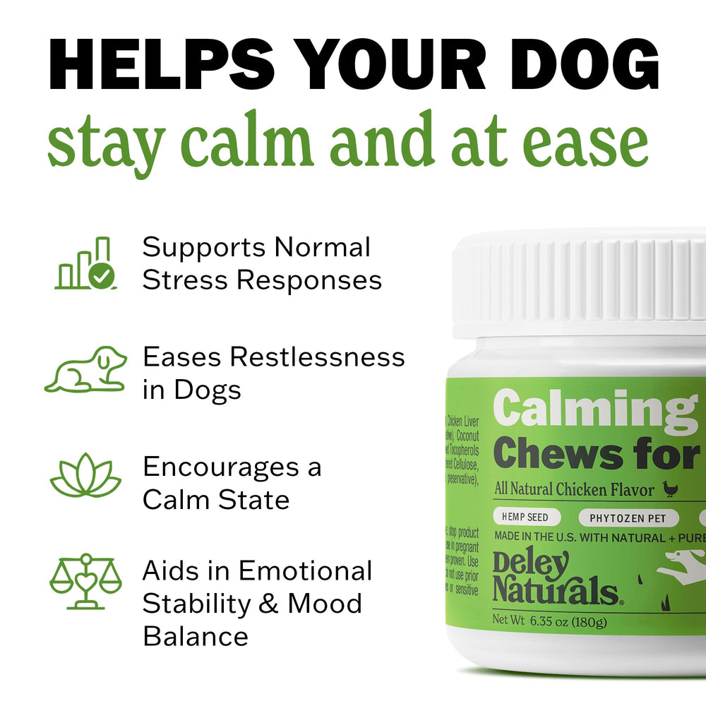 Bouchées Deley Naturals pour chien, aide à rester posé face aux feux d'artifice.