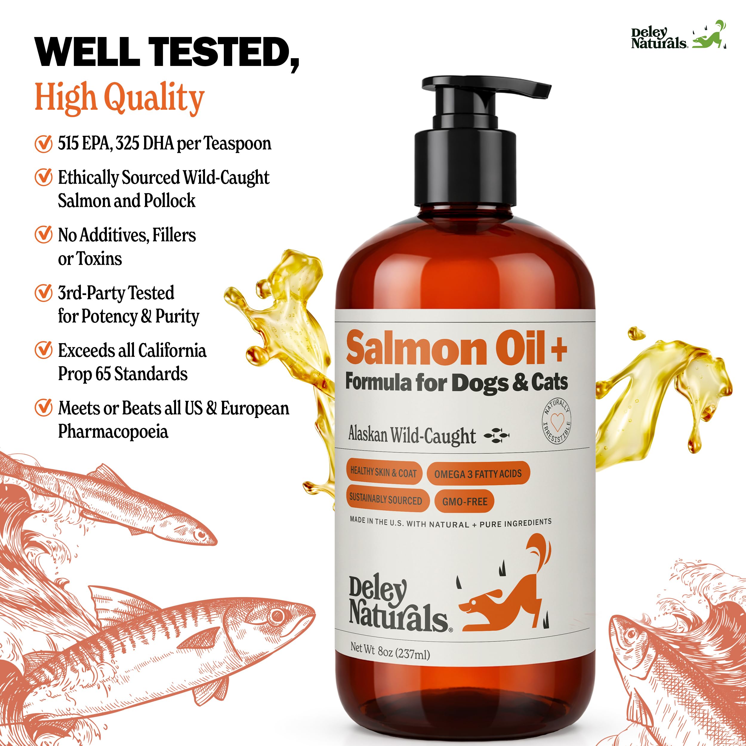 Deley Naturals étiquette omega-3 DHA EPA, soutien mobilité et immunité.