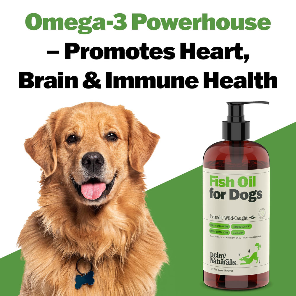 Deley Naturals Huile Poisson Chien, soutien du cœur et immunité.