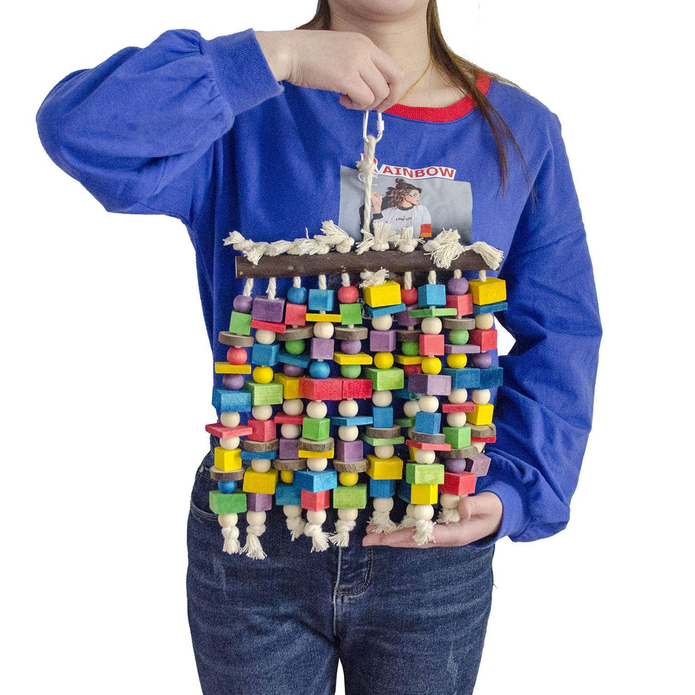 Deloky blocs bois colorés enrichissement sensoriel pour l oiseau.