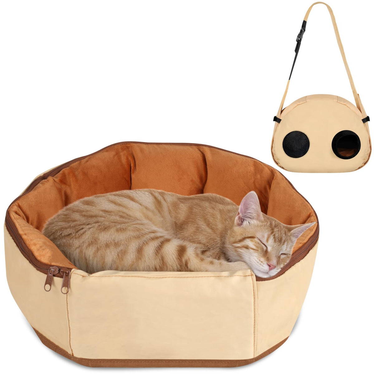 DELOMENPA Kaki sling convertible 2-en-1 pour animal, pratique en voyage.