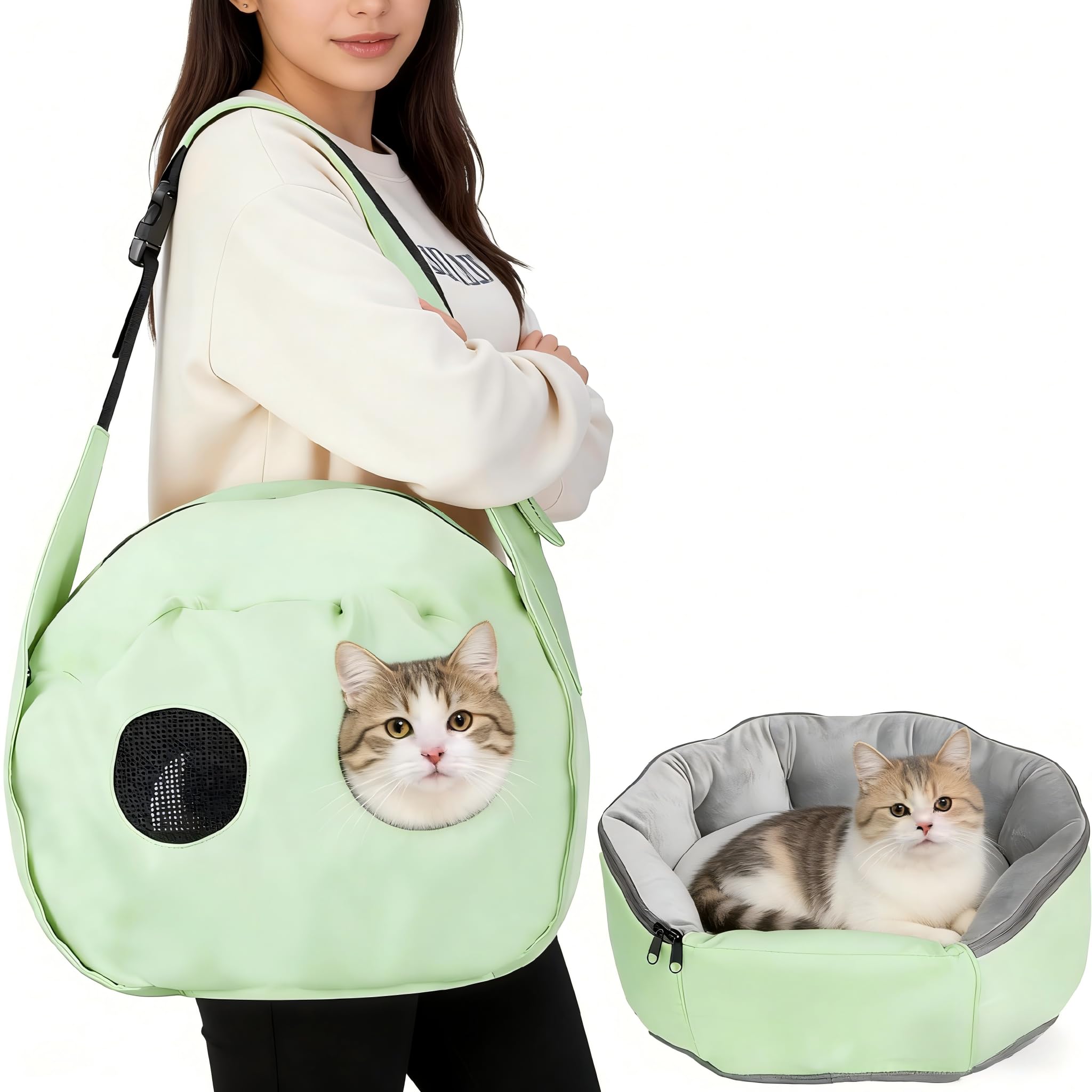 DELOMENPA sac-porteur-lit 2-en-1 pour animal, pratique et polyvalent.
