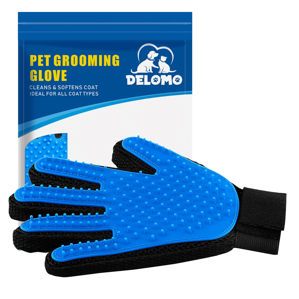 DELOMO Gant extraction-poils chien-chat – réduit les poils et facilite le toilettage.