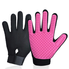 Gants DELOMO pour toilettage animalier, rose, capture facilement les poils.